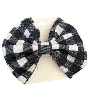 New Black and White Buffalo Check Hair Bow 5"